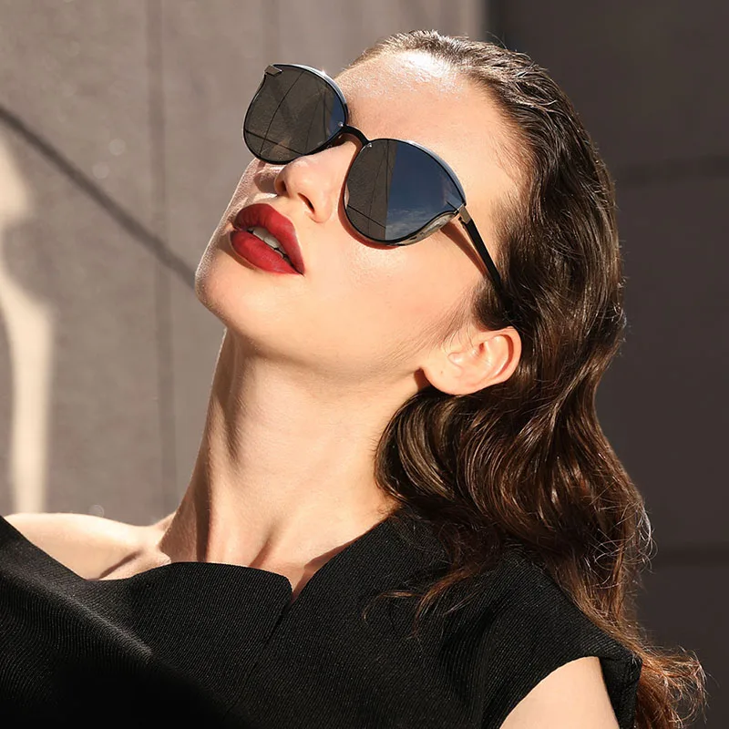 BARCUR Fashion Polarized Women Sunglasses Round Sun Glass Ladies Lunette De Soleil Femme 2