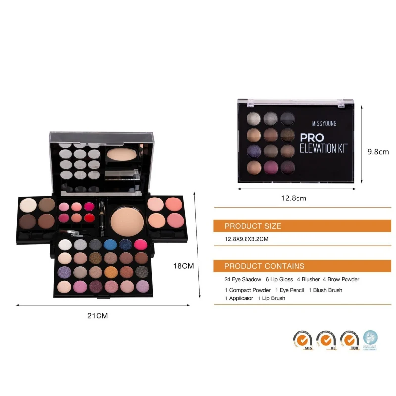 Палитра для макияжа палитра теней век пудра румяна бровей помада компактный