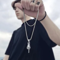 2021 fashion index finger necklace pendant silver color hiphop erkek kolye colar masculino wild mans charm hip hop punk jewelry