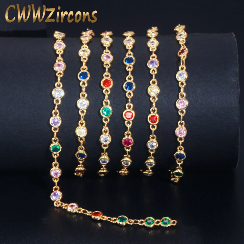

CWWZircons 50cm Multi Color Round CZ Crystal Beads DIY Chain Necklace Bracelet Jewelry Making Accessories Handmade Finding D007