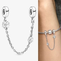 925 sterling silver new daisy safety chain fit pandora women bracelet necklace diy jewelry