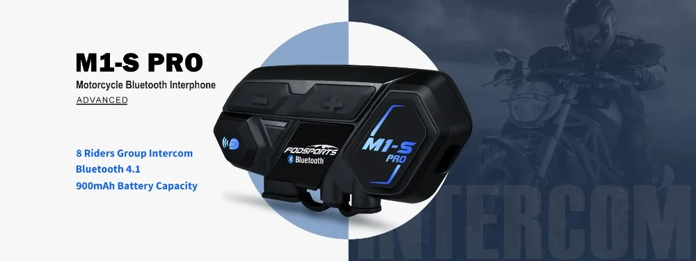 Fodsports M1-S Pro шлем домофон гарнитура мотоцикл Водонепроницаемый домофон Bluetooth interphone 8 Rider 1200 м Intercomunicador