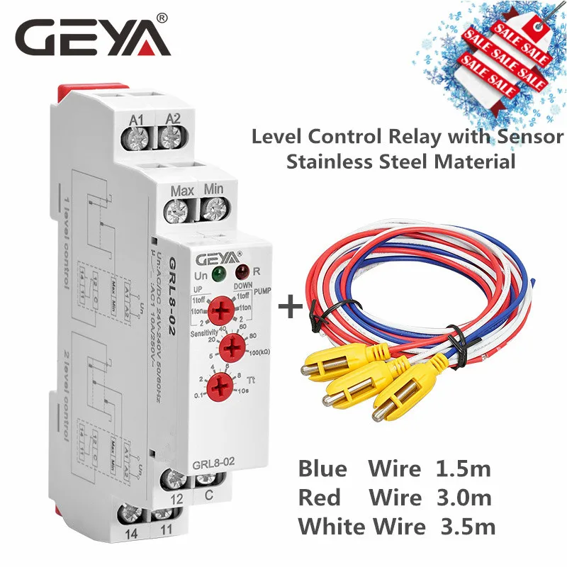 Free Shipping GEYA GRL8 Liquid Level Control Relay Electronic Liquid Level Controller 10A AC/DC24V-240V