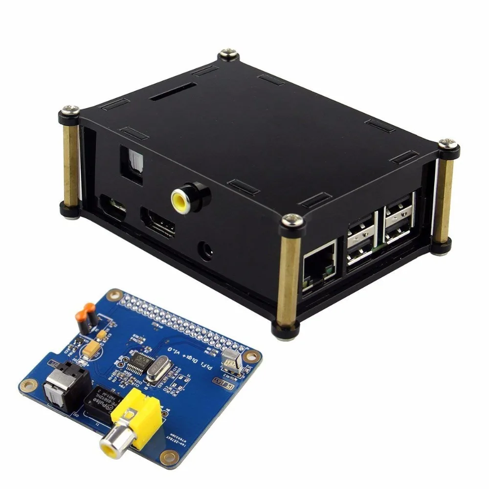 Raspberry PI цифровой звуковая карта I2S SPDIF оптический волокно Hi-Fi DiGi с акриловый чехол