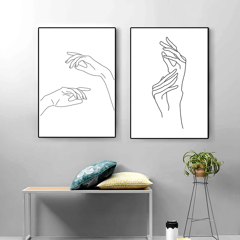 

Abstract Lady Line Drawing Picture Nordic Canvas Painting Wall Art Figure Body Hand Posters and Print for Living Home Room Decor