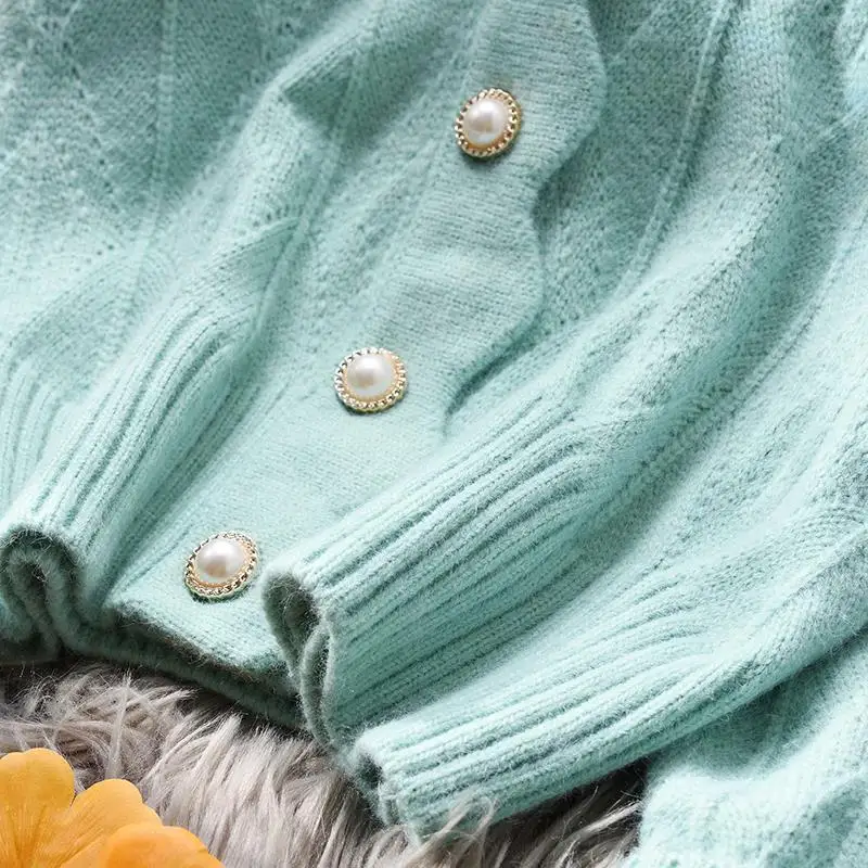 

Fimihawa 2021 Women Autumn Winter Sweet Knitted Sweater Pullovers Female Knitted Solid Cardigan Shirts Lady Knitting Jumper Tops