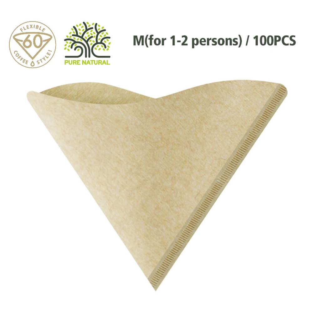 

100pcs/set V-Shape Drip Paper Wooden Organic Coffee Powder Filter Paper Drip Coffee Pot Filter Paper Coffee Accessories