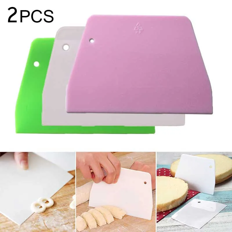 

2PCS Dough Scrapers Cream Smooth Cake Spatula Baking Scraper Multipurpose Kitchen Scrapers
