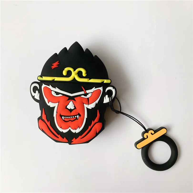 Милый силиконовый чехол для наушников с 3D рисунком Wukong для Apple New AirPods 1/2, беспроводная bluetooth-гарнитура - Цвет: Бежевый