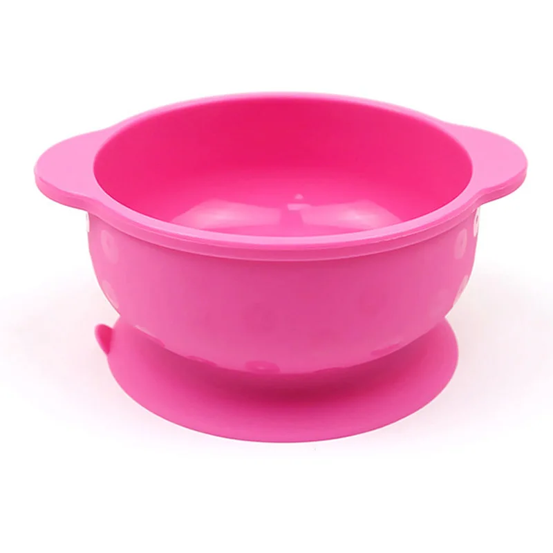 Pink Bowl only Тарелка для детей с силиконовая детская чаша всасывания BPA бесплатное Кормление детская посуда детские обеденные блюда - Цвет: Pink Bowl only