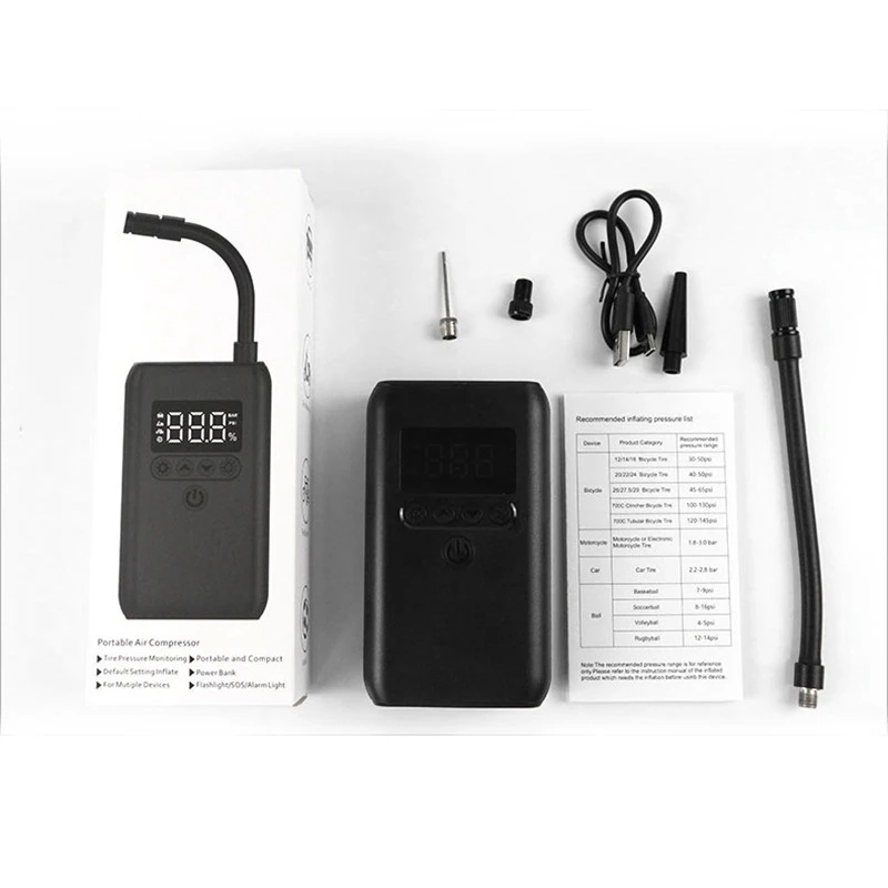 

Car Electrical Air Pump Portable Wireless Compressor Tire Inflatable LED USB Charge for Car Motorcycle Bicycle