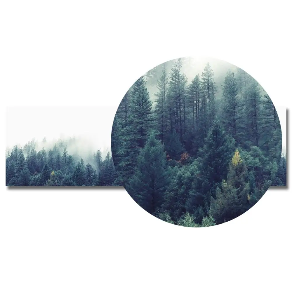 

Foggy Forest Canvas Poster Landscape Art Print Long Banner Painting Nordic Decoration Nature Wall Picture for Living Room