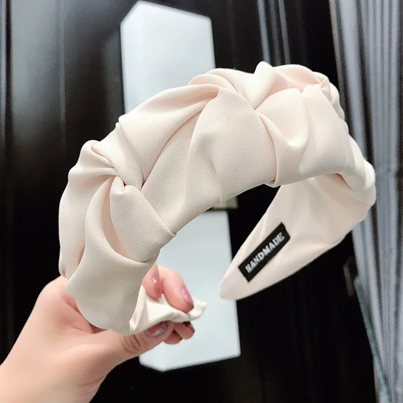 

2020 Fashion Wrinkled Headbands Women Candy Color Hair Bands wide-Brim Knotted Hair Hoop Hairband Girls Hair Accessories