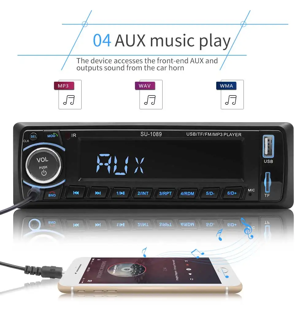 Bluetooth Автомобильная Радио стерео 1 DIN Съемная панель аудио Музыка MP3 плеер FM AUX в USB