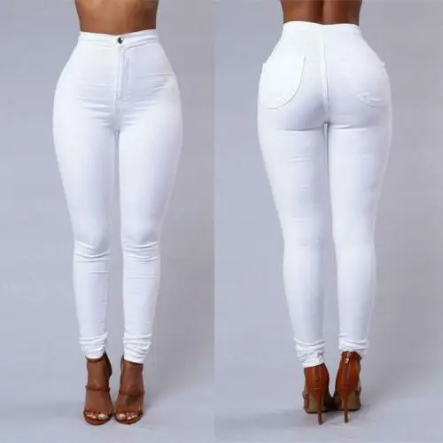

Womens Fashion Solid Leggings Sexy Fitness High Waist Legging Pencil Trousers female trousers White Black Blue Pants