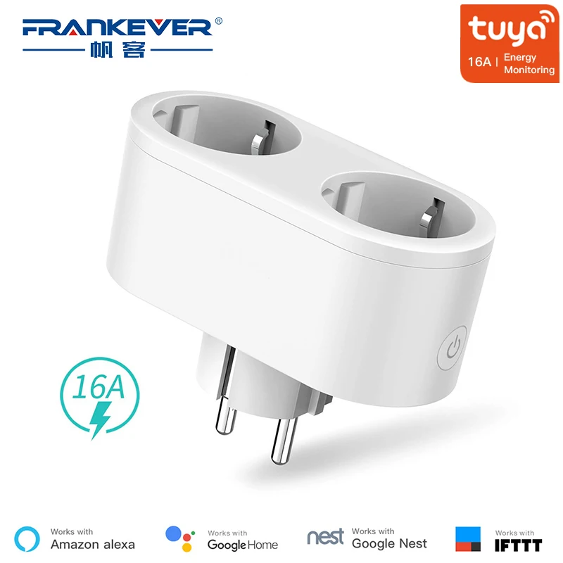 FrankEver две розетки ЕС Wifi умная розетка 16А вилка с контролем энергии таймер переключатель Голосовое управление работает с Alexa Google
