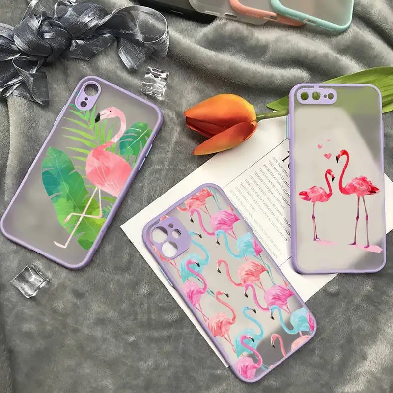 

Pink flamingo art animal Phone Case matte transparent For iphone 7 8 11 12 plus mini x xs xr pro max cover