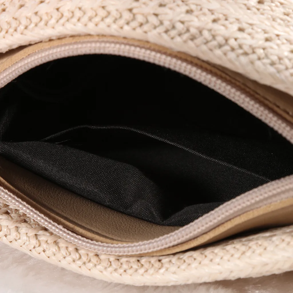 

2019 Fashion Straw Shoulder Woven Scarf Bag Women Summer Style Zipper Beach Messenger Shoulder Woven Scarf Bag #NG