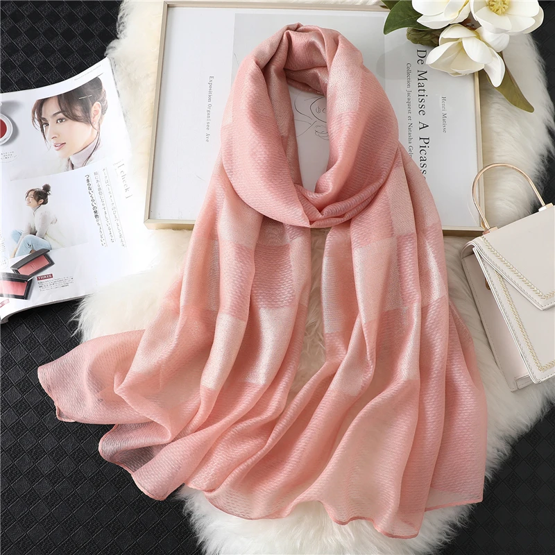 2021 новый женский шарф модные клетчатые Шелковые Шали Обертывания для леди