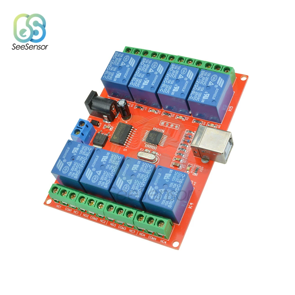 12V 8 канальный релейный модуль USB Программируемый компьютерный переключатель