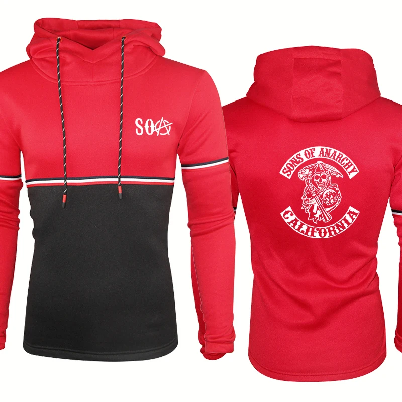 

Men's Hoodies SOA Sons of Anarchy Skull Printing Spring Autumn Casual Cotton High Quality Men's Hooded pullover Male Sportswear