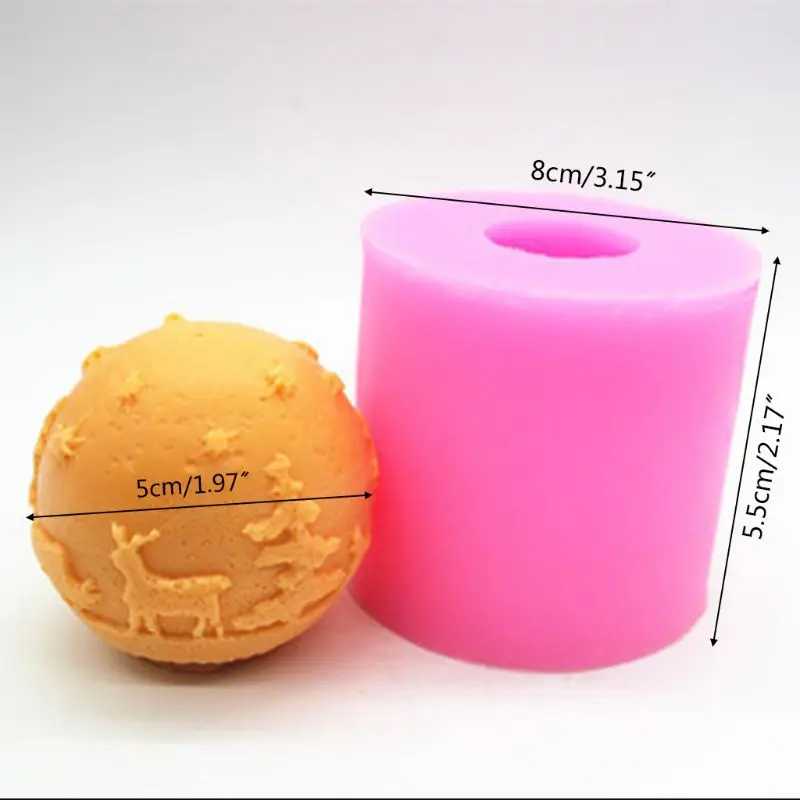 

3D Christmas Ball Silicone Candle Soap Mold Making DIY Fondant Cake Chocolate Decorating Baking Mould E56C