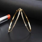 Новые модные серьги для женщин с кристаллами Стразы простые большие круглые золотыерозовое золотосеребряные цветные серьги-кольца ювелирные изделия в подарок