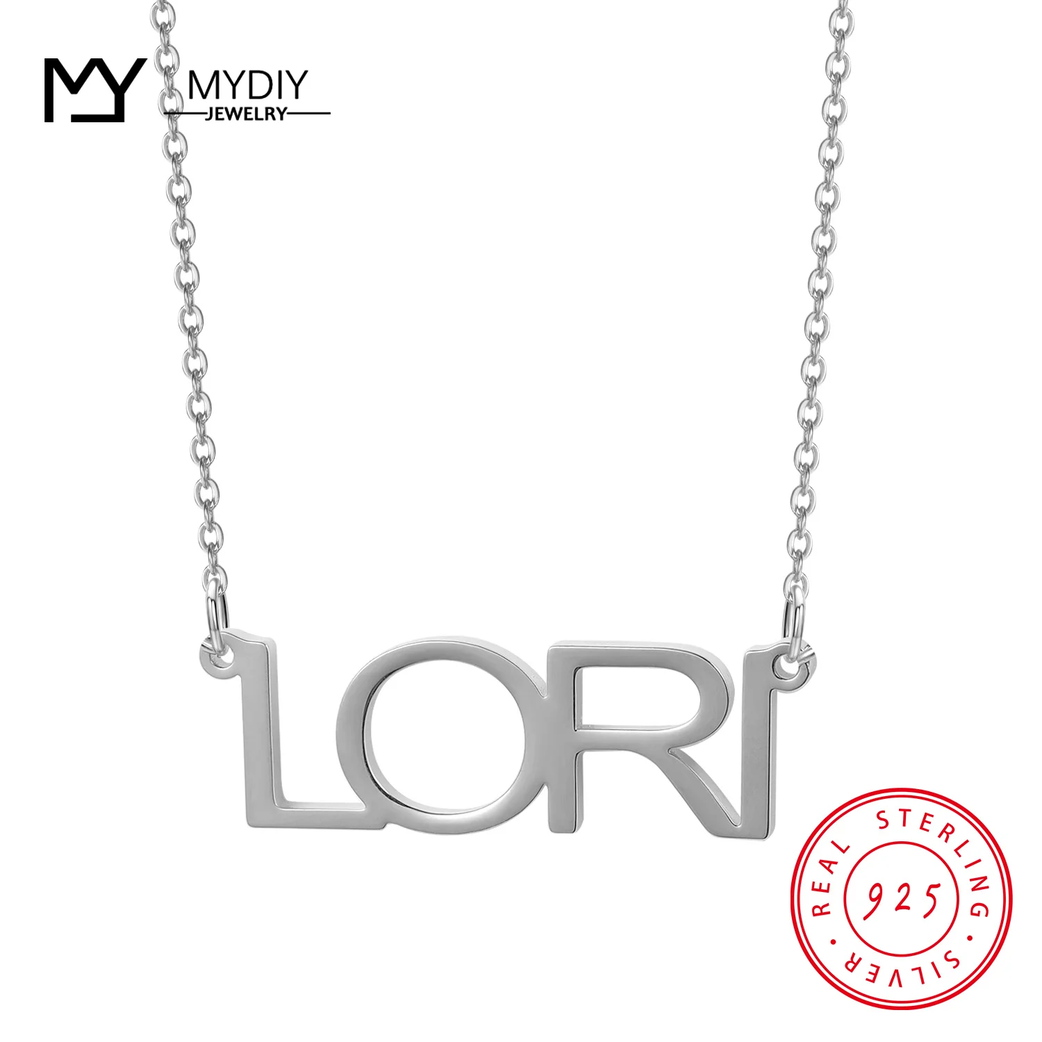 

MYDIY Custom Name Necklace 925 Stering Silver Customized Personalized Letter Rose Gold Choker Necklace Pendant Nameplate Gift