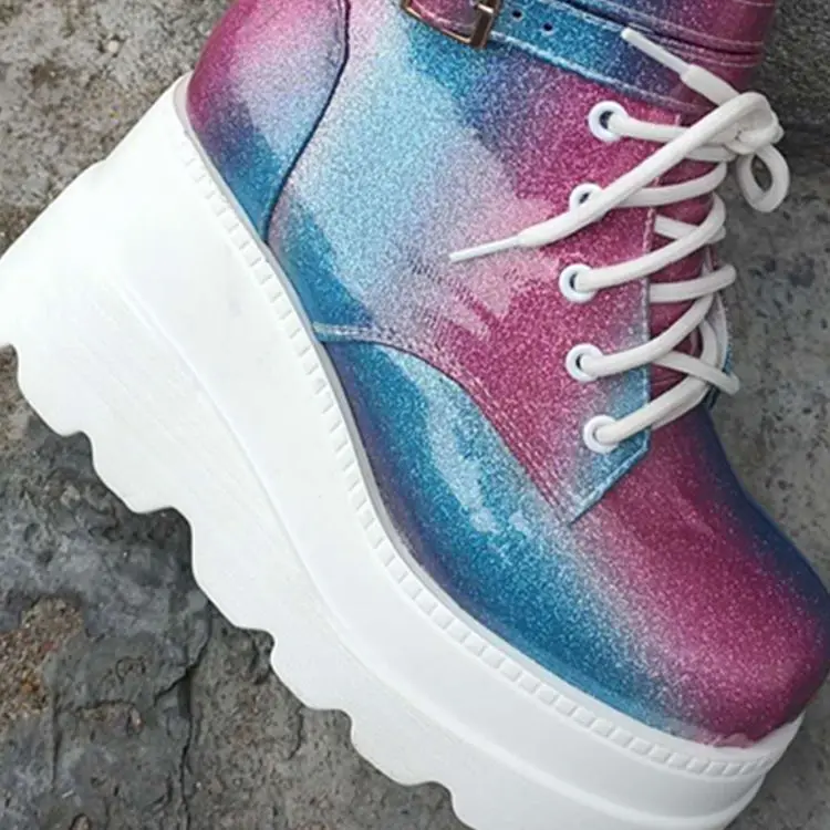 

35-43 Shoes Woman Plus Size Women's Boots Lace-up Zip Martin Booties Classic Thick Sole Height Increasing Sexy