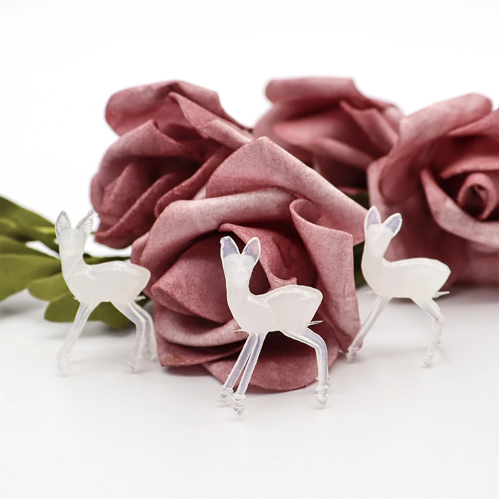 Искусственная мини-кукла-олень модель сада пластиковые поделки статуя семейное