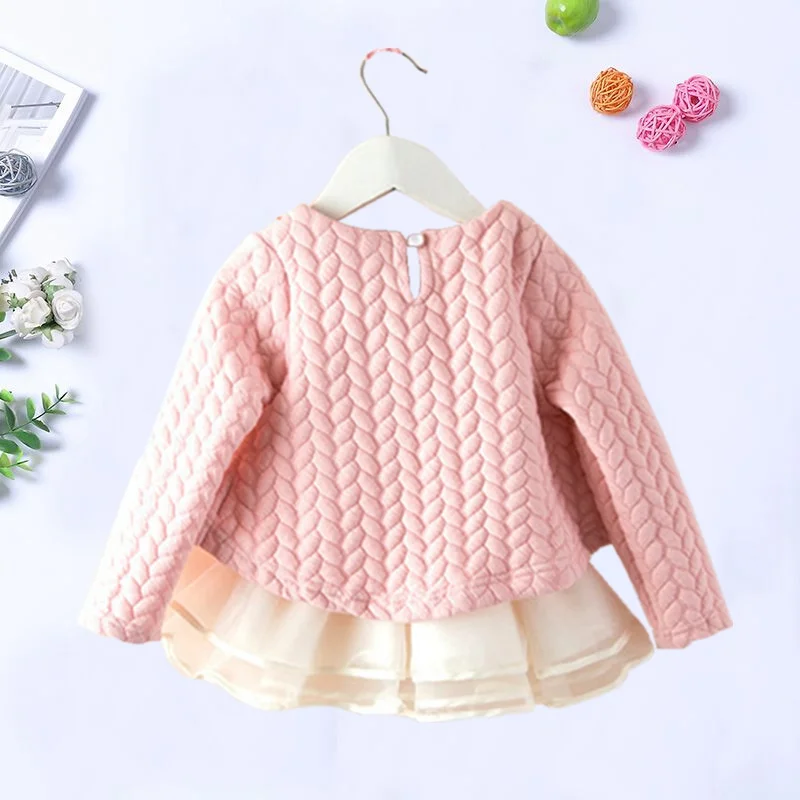 Детское вечерние нее платье для девочек весенне-осеннее модное однотонное