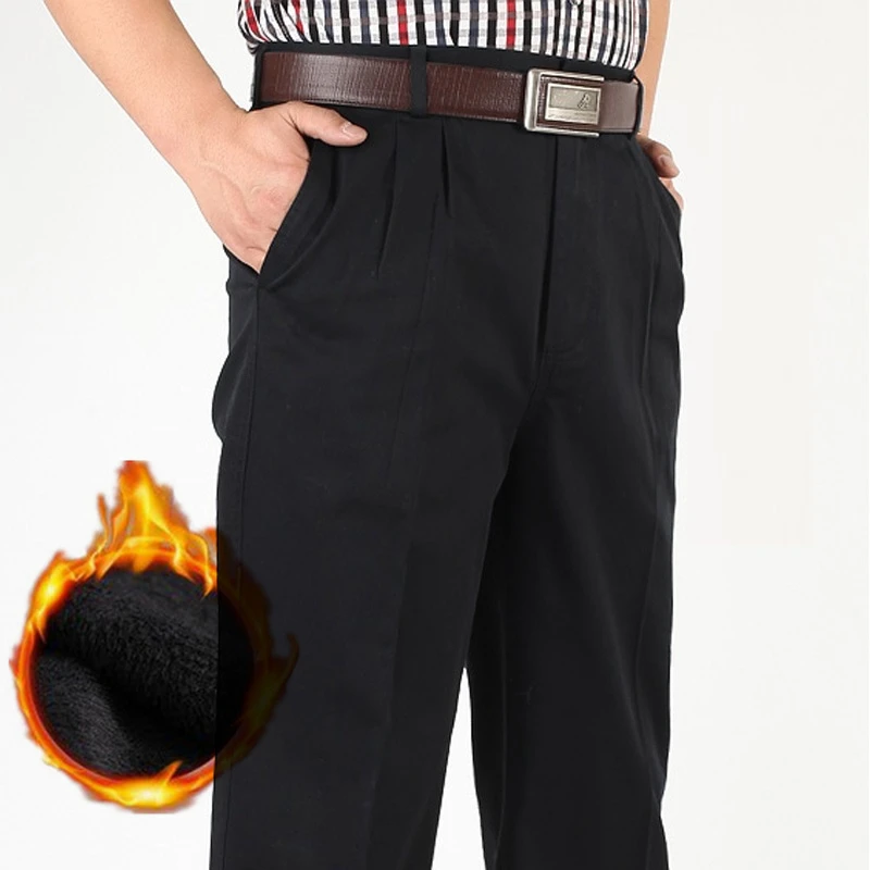 ICPANS теплые толстые флисовые зимние повседневные брюки мужские свободные прямые