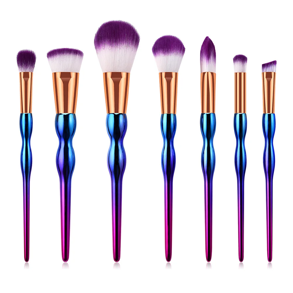 

Hot Makeup Brush Kit Colored Handle Nylon Brush Hair Cosmetic Tools Kit FRE-Drop