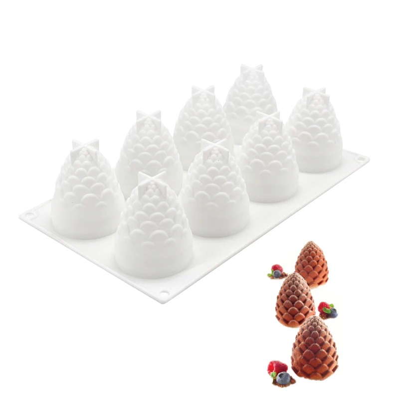 

3D Silicone Molds 8 Holes Pinecones Shape Baking Tools For Cakes Mousse Ice Cream Decoration Bakeware Accessories