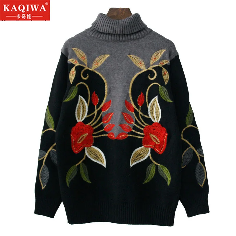 2020 осенний и зимний свитер красного цвета в национальном стиле с высокой