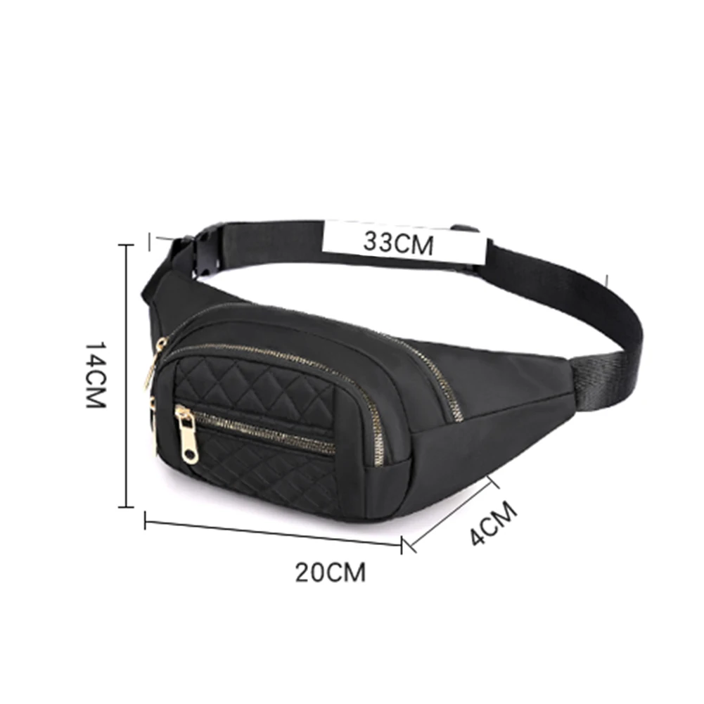 

Fashion Solid Color Nylon Women Crossbody Waist Bags Casual Lattice Pattern Multi Zipper Fanny Pack Ladies Shoulder Chest Bags