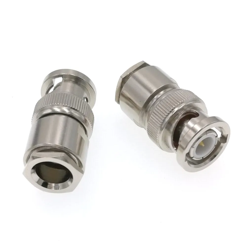 50PCS BNC Male Clamp Plug RF Connector 50Ω For LMR300 5D-FB 50 Ohm