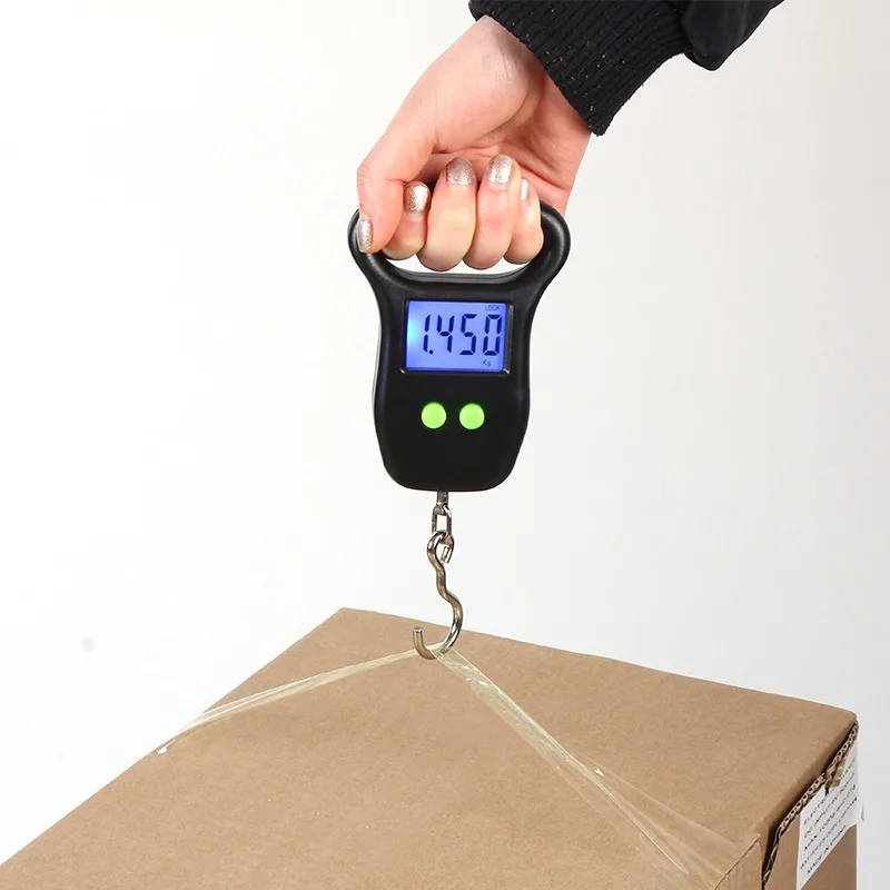 

50kg/110lb Digital Fish Scale Portable Luggage Weight Scale Measuring Tape BackLight Electronic with Comfortable Handle Hook