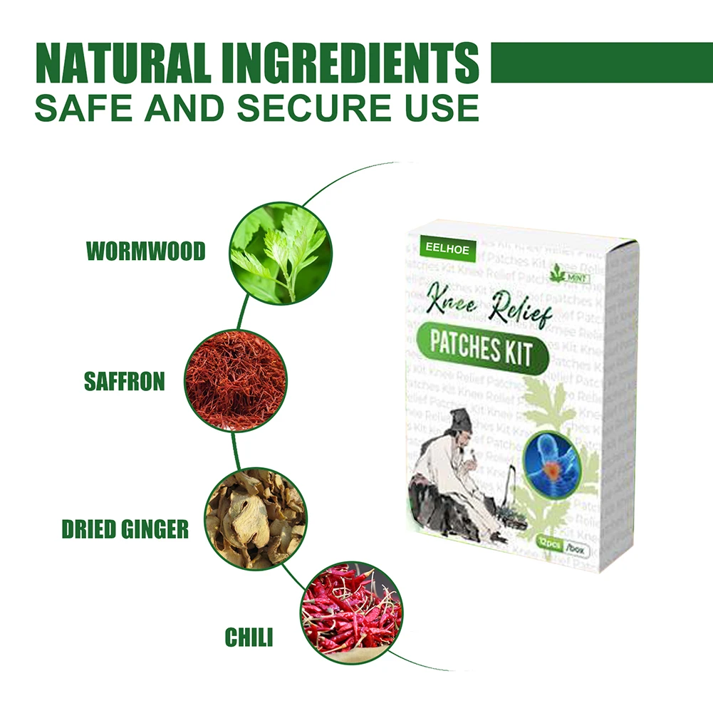 

12pcs/bag New Knee Plaster Sticker Wormwood Extract Knee Joint Ache Pain Relieving Paster Knee Rheumatoid Arthritis Body Patch