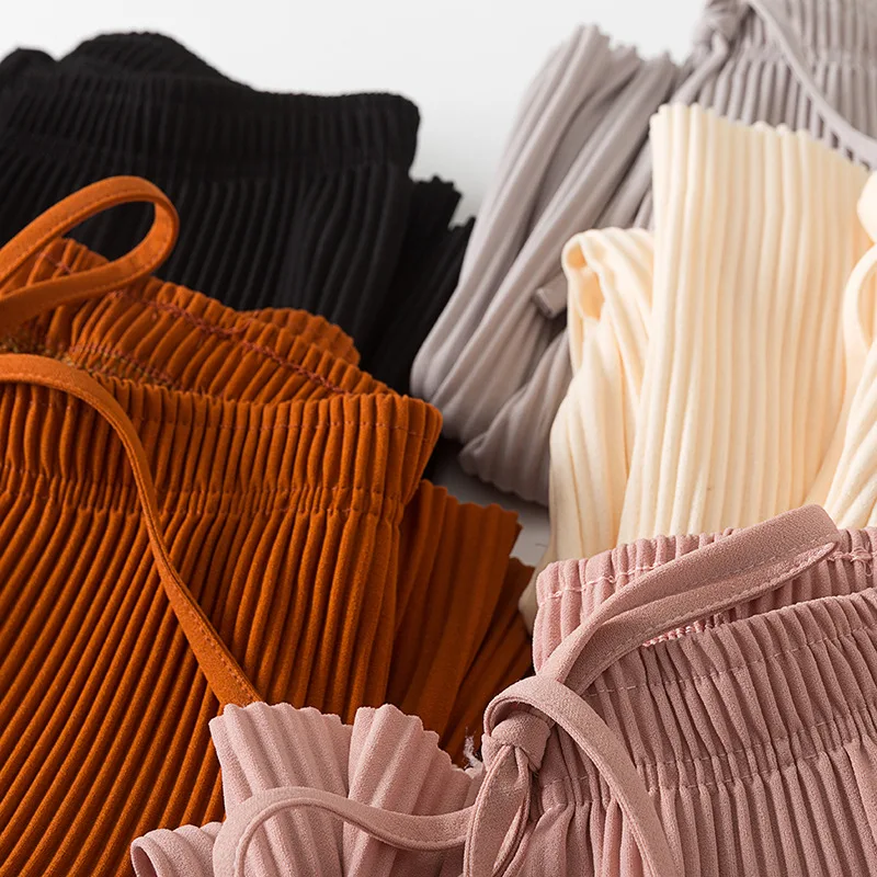 Плиссированные широкие брюки женские летние шифоновые корейские с высокой