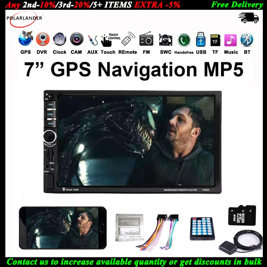 Автомагнитола 2 Din с сенсорным экраном 7 дюймов GPS BT MP5 DVR FM навигацией Mirror Link для