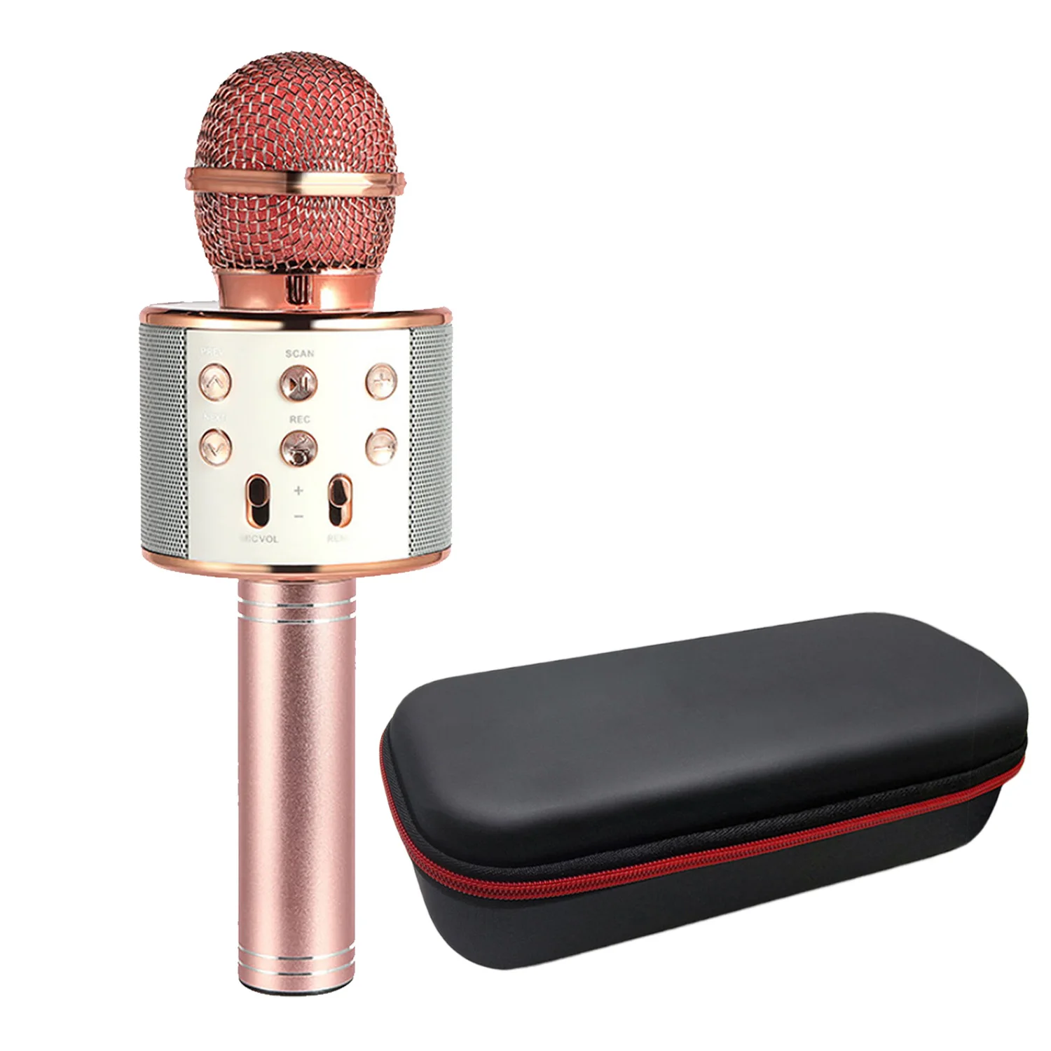 rose golden with bag Беспроводной Bluetooth караоке микрофон 3в1 ручной караоке микрофон для детей Рождественский подарок музыкальная сцена Игрушка Музыка Пение динамик - Цвет: rose golden with bag