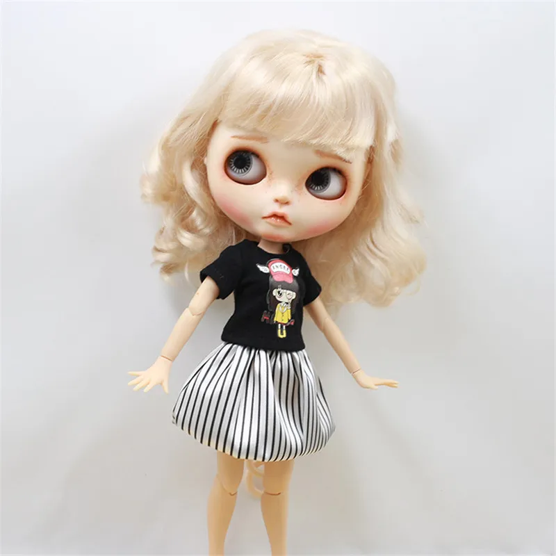 DBS Blyth icy 1/6 BJD 30cm doll black shirt satripe bubble skirt toy licca body girl gift | Игрушки и хобби