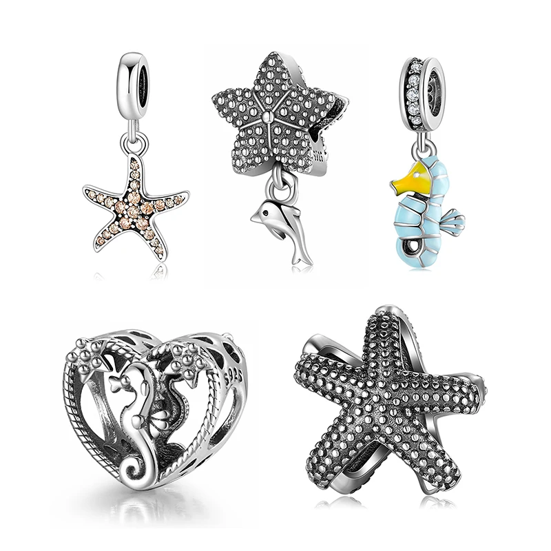 Изысканные модные бусины в форме морской звезды из стерлингового серебра 925