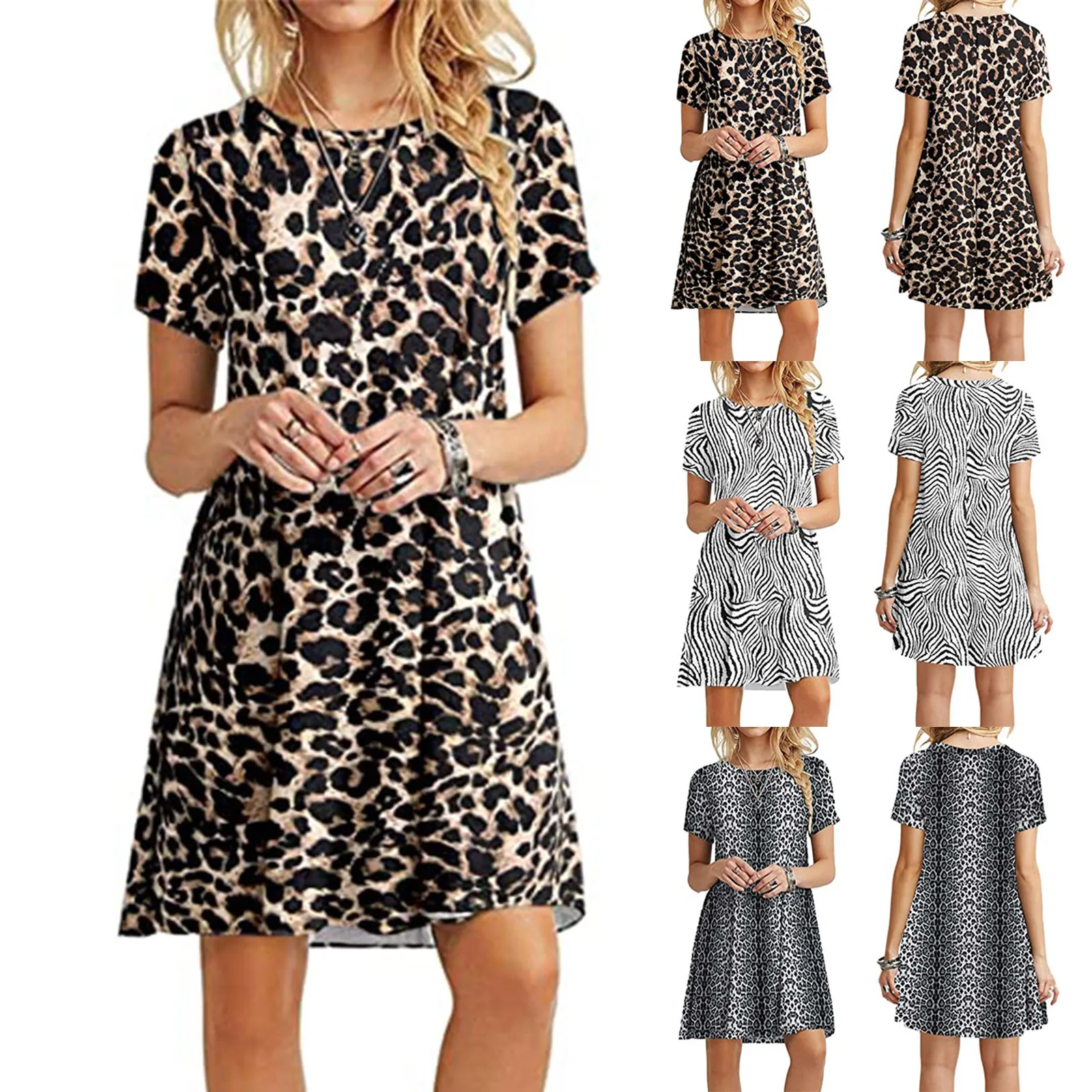 

Summer Dress 2012 Fashion Women Casual Short Sleeve O-Neck Printing Dresses Ladies Casual Loose Mini Dress vestido de mulher