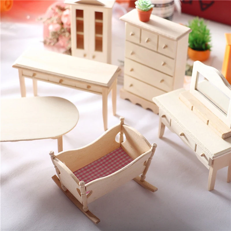 Dollhouse Wooden Miniature Furniture Table Chair Model Toys For Children 1:12 Doll House Accessories New |