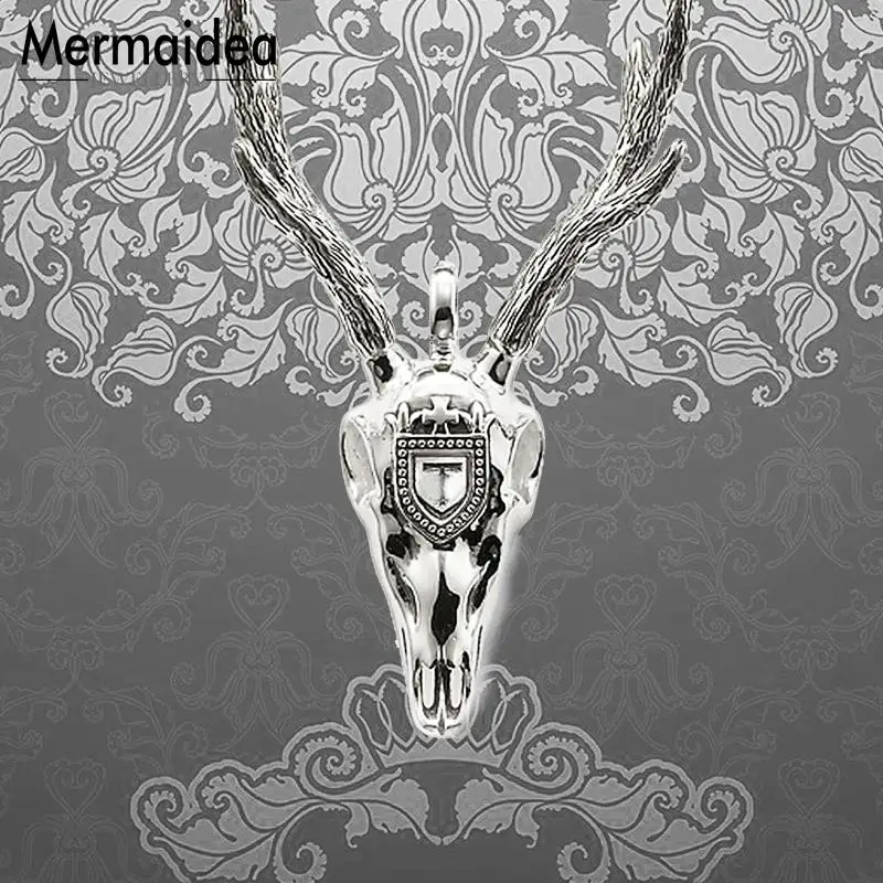 Steampunk Antlers Pendants Fashion Jewelry silver plated Punk Gift For Women Men Boy Girls Fit Necklace 2020 New | Украшения и