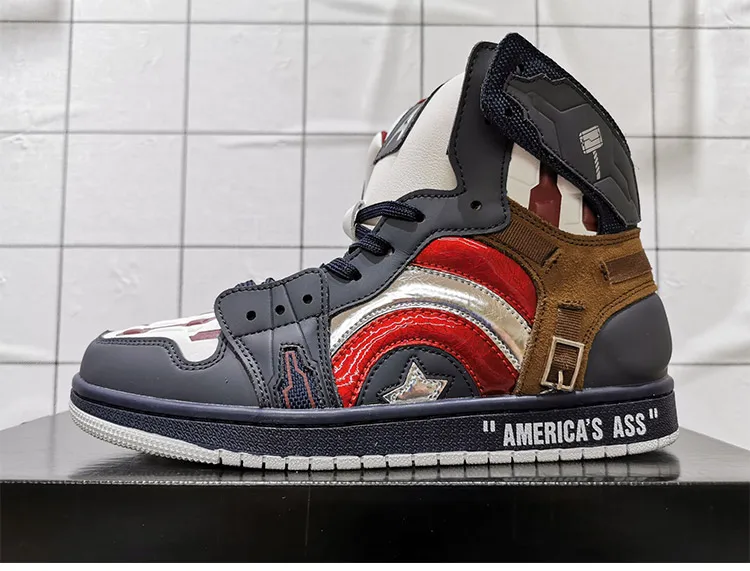 Marvel joint shoes high top men's Spider-man Captain America Iron Man sneakers and women's | Тематическая одежда и
