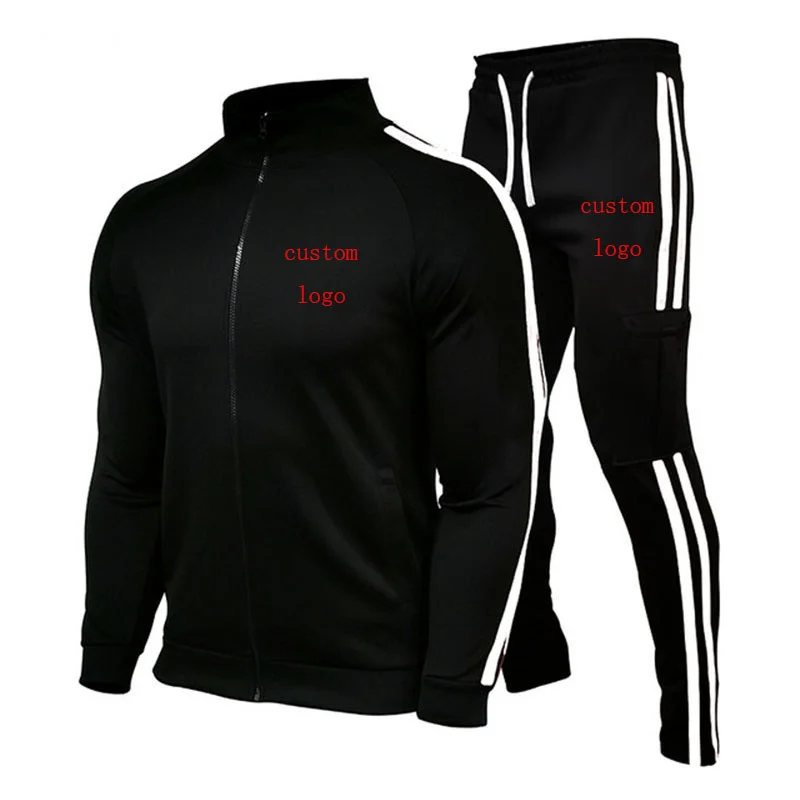 

New Men's Spring Autumn Casual Sports Suit Sweatshirt Zipper Jacket + Pants High Quality Cotton Brand Sportswear custom