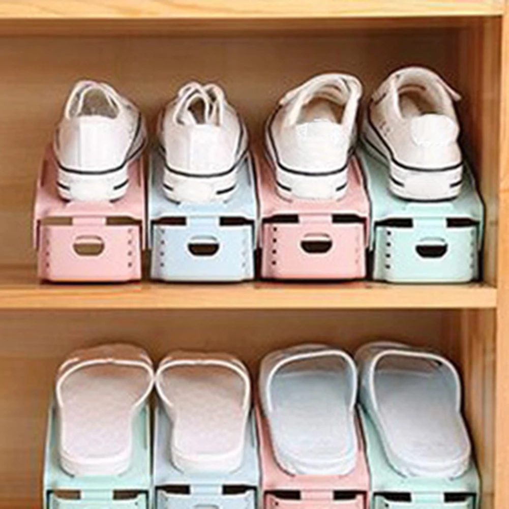 Adjustable Shoe Rack Double Shoes Organizers Footwear Support Slot Space Saving Cabinet Closet Stand Storage Shoebox | Дом и сад